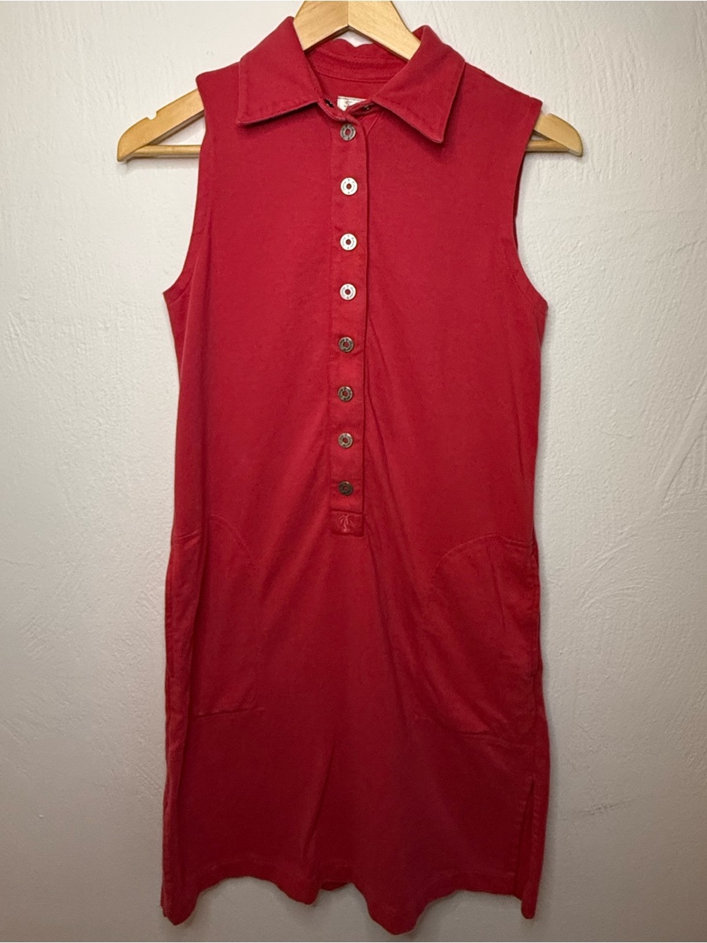 Tommy Bahama 100% Cotton Pink Snap Button Sleeveless Dress with Back Cinch